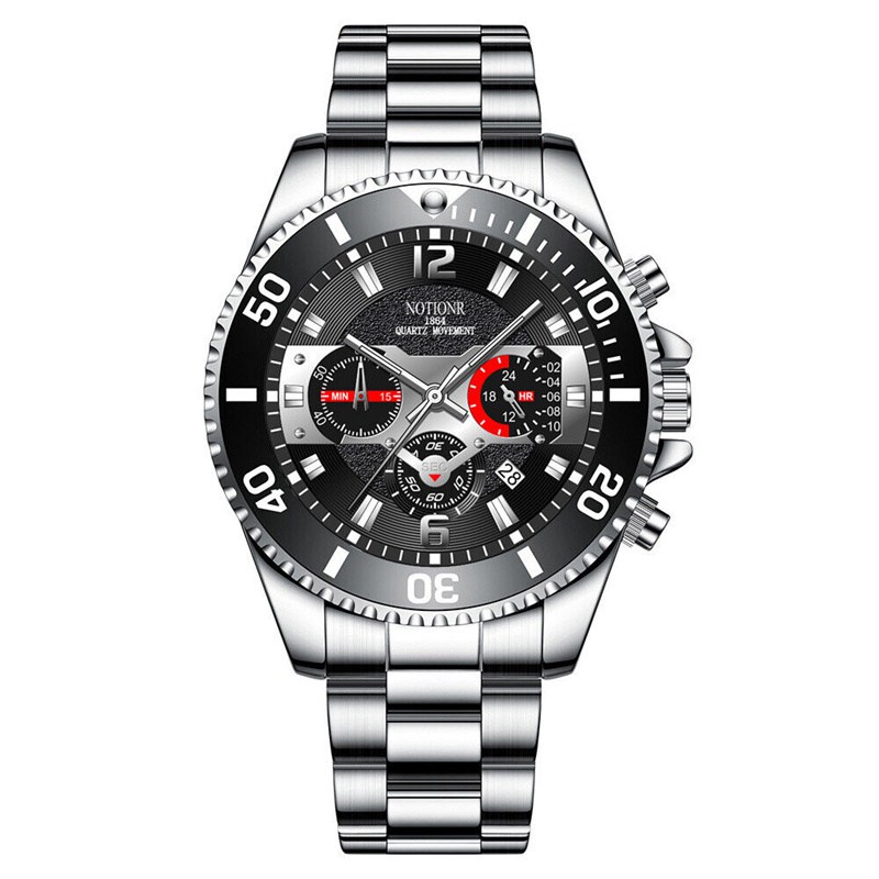 ZZ Classic Mens Steel Watches Luminous Waterproof Date Quartz Wrist Watch