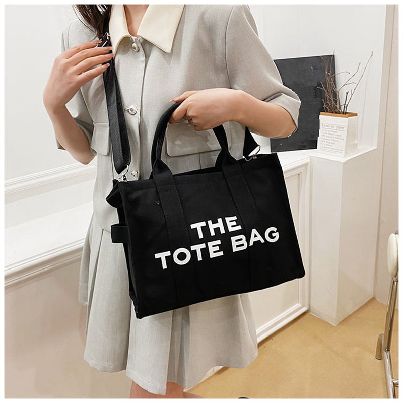 Cross-Border New Arrival Women's Bag Crossbody Canvas Solid Color Letter Tote Bag Simple Casual Large Capacity Handbag Shoulder Bag - Image 2