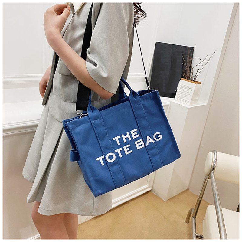 Cross-Border New Arrival Women's Bag Crossbody Canvas Solid Color Letter Tote Bag Simple Casual Large Capacity Handbag Shoulder Bag - Image 7
