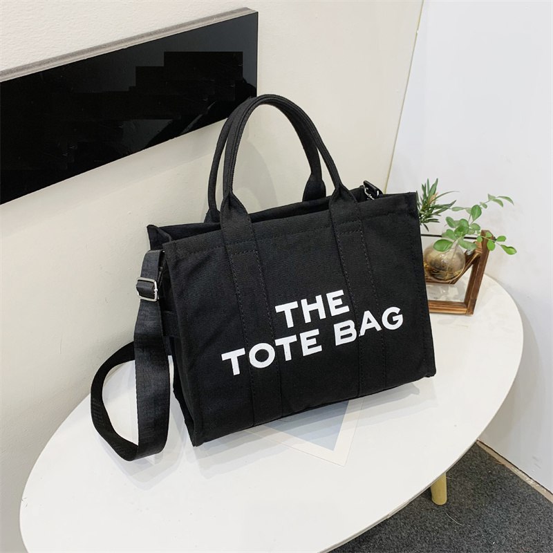 Cross-Border New Arrival Women's Bag Crossbody Canvas Solid Color Letter Tote Bag Simple Casual Large Capacity Handbag Shoulder Bag - Image 8