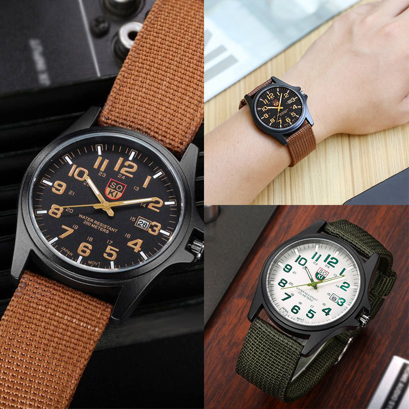 ZZ Men??s Military Date Quartz Analog Army Casual Dress Wrist Watches Canvas - Image 2
