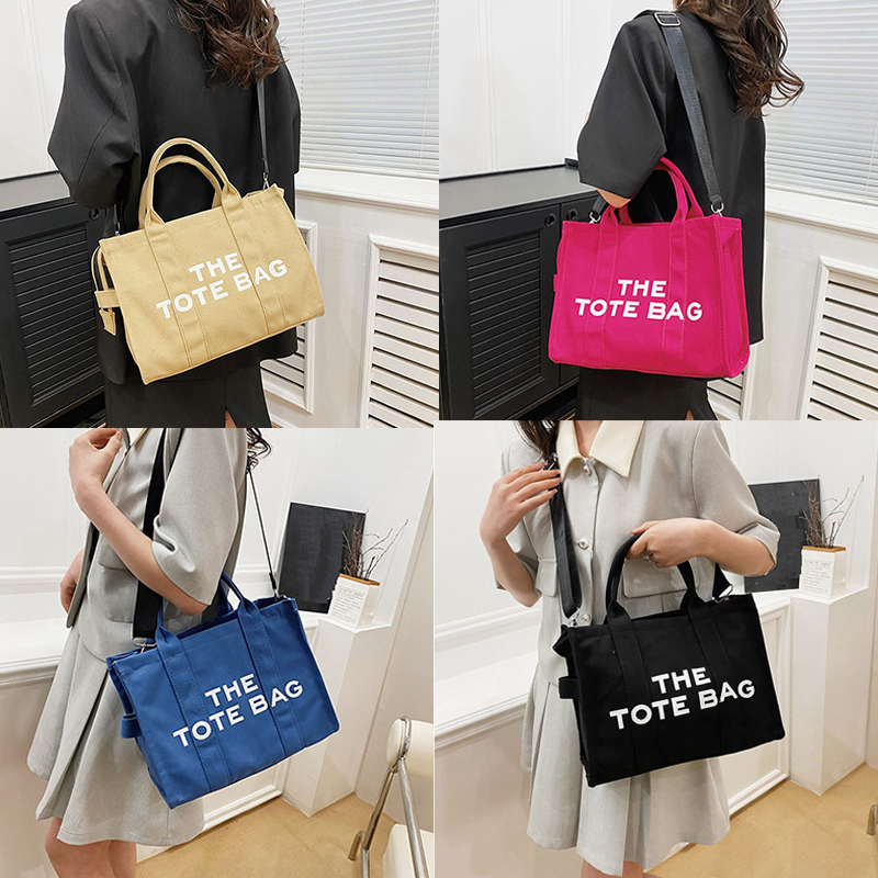 Cross-Border New Arrival Women's Bag Crossbody Canvas Solid Color Letter Tote Bag Simple Casual Large Capacity Handbag Shoulder Bag - Image 17