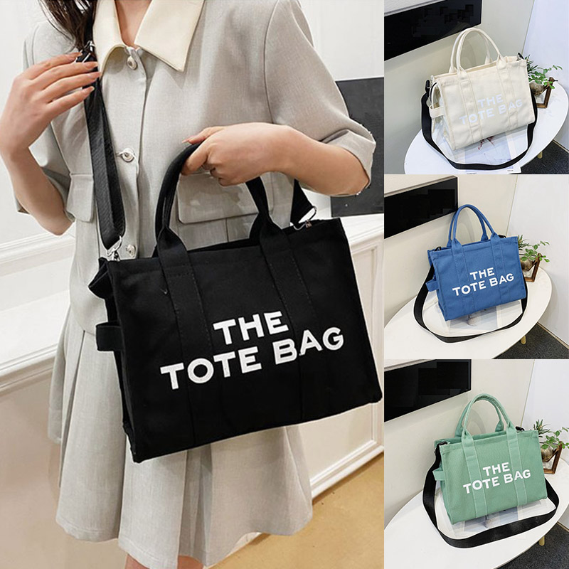 Cross-Border New Arrival Women's Bag Crossbody Canvas Solid Color Letter Tote Bag Simple Casual Large Capacity Handbag Shoulder Bag - Image 16
