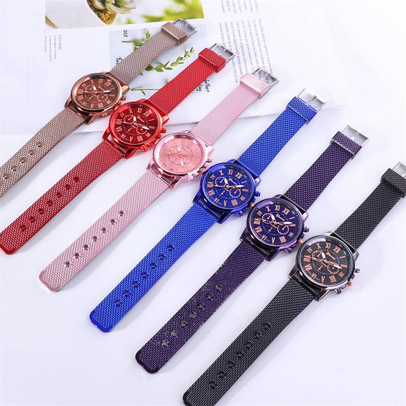 ZZ Women Band Wrist Watches Brown Red Black Pink GENEVA Ladies Alloy Mesh Watch UK - Image 2