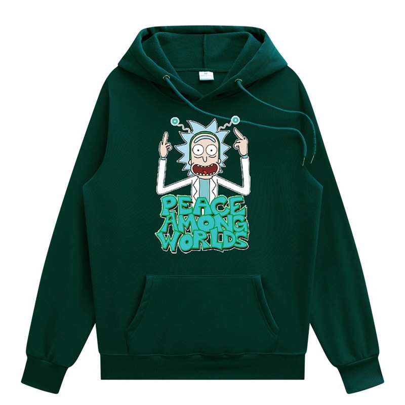 2024 Men Fashion Brands Pullover Leisure Hoodie Fleece-Lined Rick Morty Printed European and American Style Men's Clothing Sweatshirt