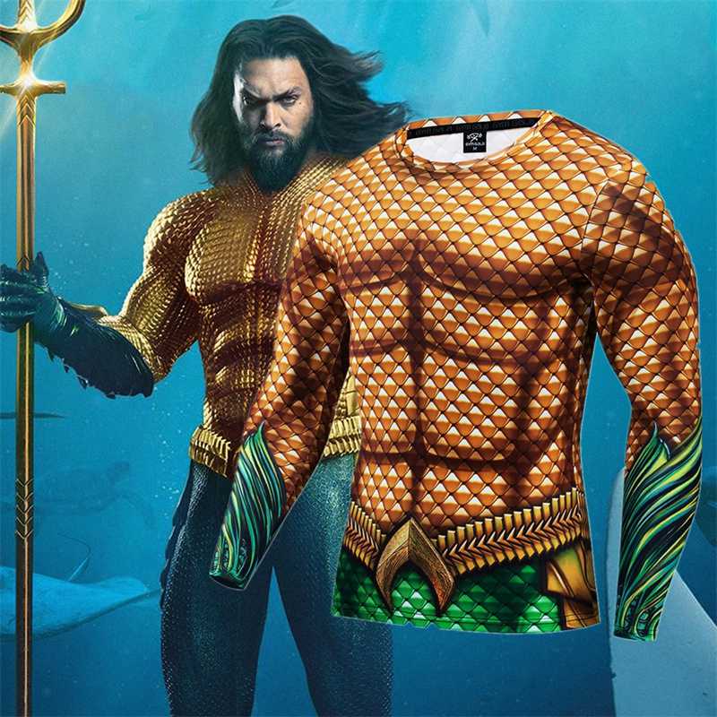 Boju 3D Sea King Peripheral DC Same Clothes Workout Clothes Tights Sports Quick-Drying Top Marvel Short Sleeve T-shirt Men
