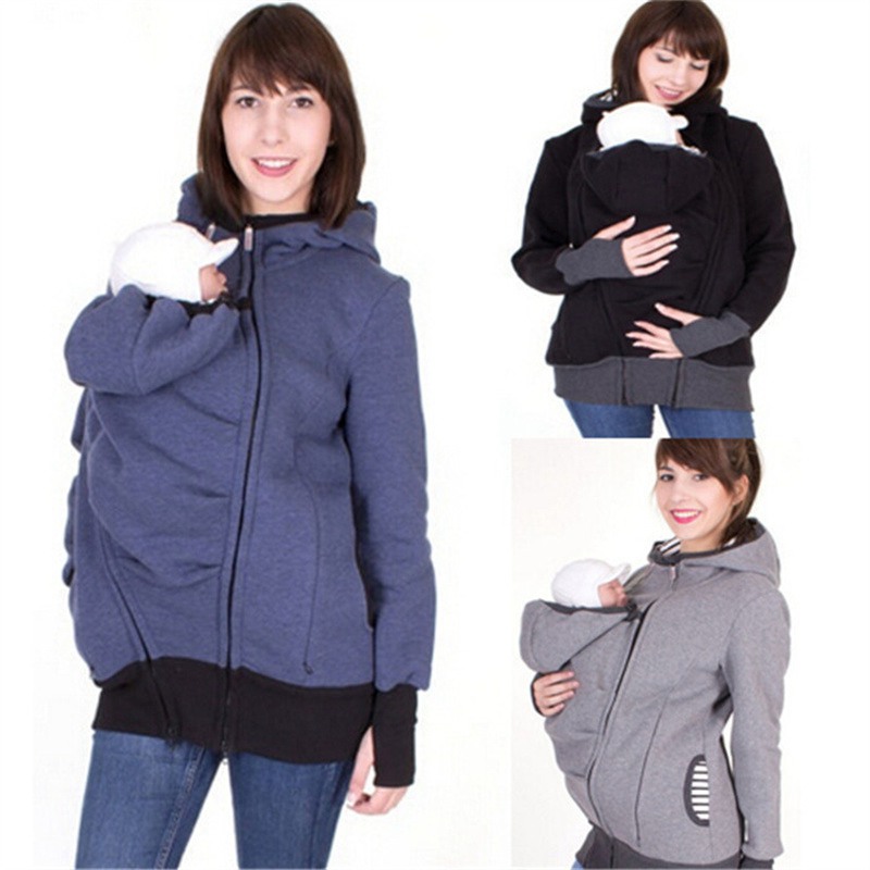 2024 Autumn and Winter Popular European and American Three-in-One Multi-Functional Kangaroo Hooded Mom Sweater in Stock Wholesale Autumn and Winter