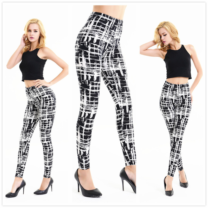Amazon New European and American Striped Plaid Printed Yoga Pants Women's High Waist Slimming Leggings Yiwu Stall Wholesale