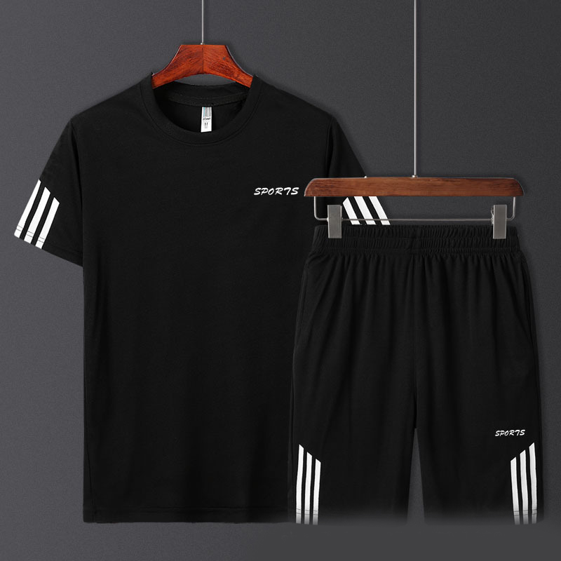 Men's Sports Suit Men's Summer Shorts Two-Piece Suit Men's Quick-Drying Short-Sleeved T-shirt Sportswear Casual Pants Loose