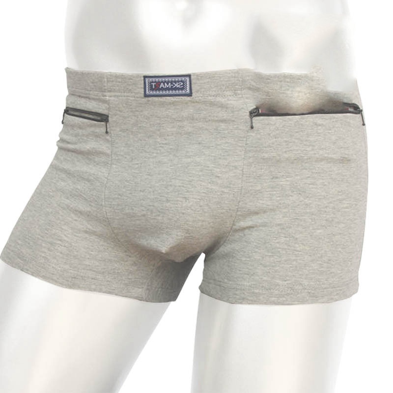 Men's Pockets Underwear Anti-theft Briefs Boxer Panties,two Zippers Pockets Cotton Underpants,mens Boxers Briefs,booty shorts