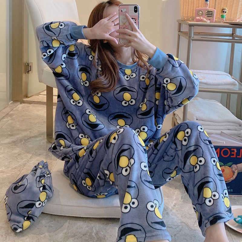 Flannel Women Pajamas Sets New 2024 Autumn Winter Warm Thick Coral Velvet Long Sleeve Cartoon Sleepwear Home Pijamas Set Girl - Image 41