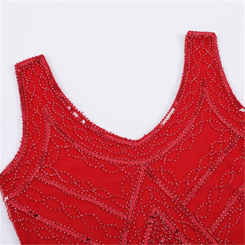 1920's Dress Great Gatsby Costume Cocktail Party Sequin Fringe Flapper - Image 6