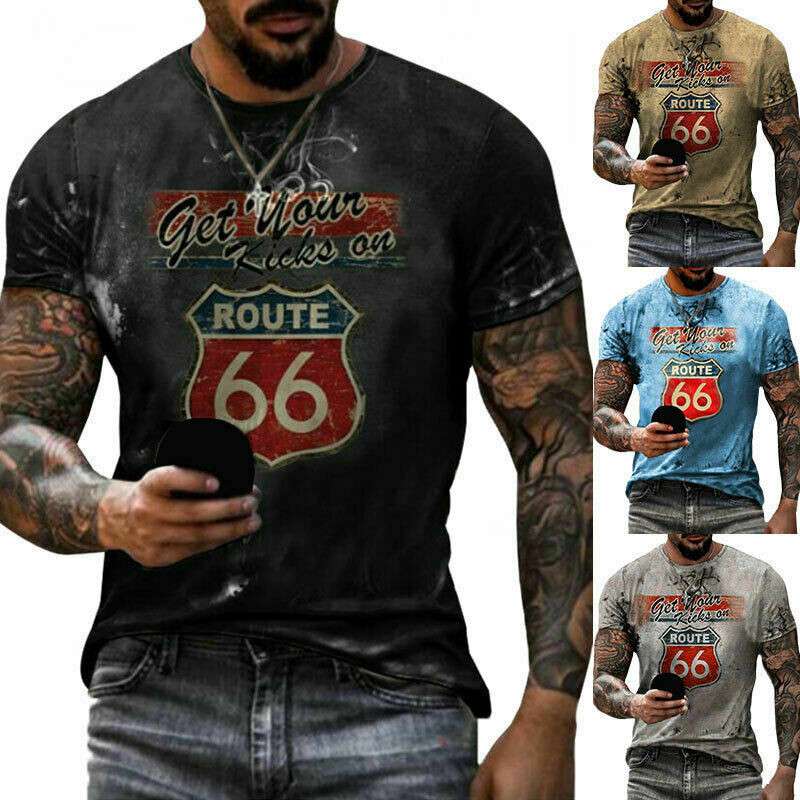 Mens 3D Crew Neck Short Sleeve T-Shirt Summer Casual Slim Fit Tops Size XS-6XL