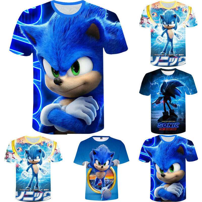 Sonic The Hedgehog 3D T-shirt Kids Boys Girls Short Sleeve Tee Shirts Blouse Top