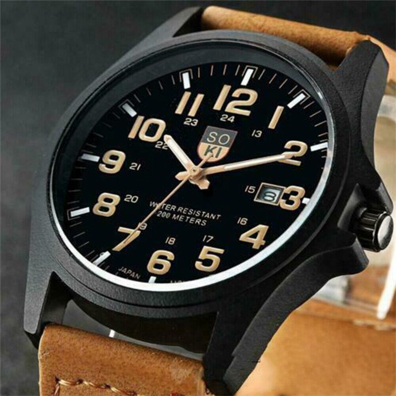 ZZ Men??s Military Leather Date Quartz Analog Army Casual Dress Wrist Watches UK