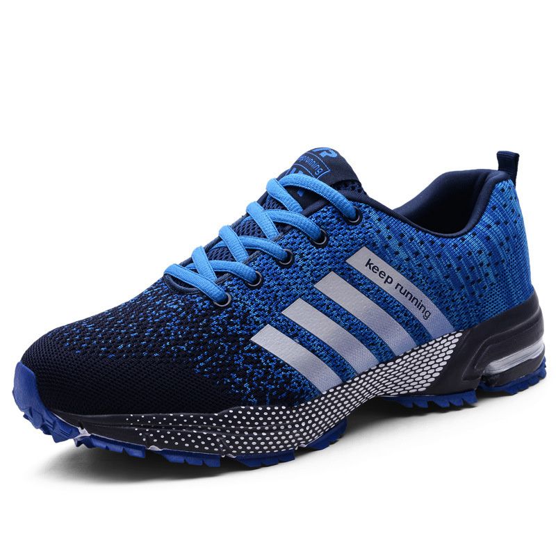 Spring and Autumn Foreign Trade New Couple Sneakers Fly-Kit Mesh Men's Running Shoes Lightweight Breathable plus Size Men's Shoes Fashion
