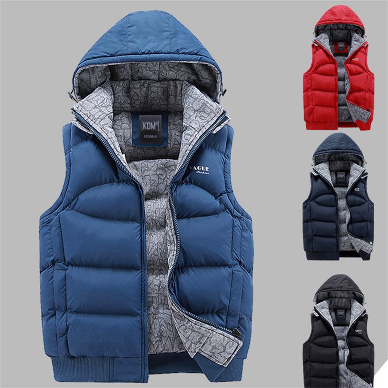 Cold-Resistant down Cotton Vest Men's Detachable Hat Sports Cotton Vest Thickened Men's Coat One Piece Dropshipping 8925