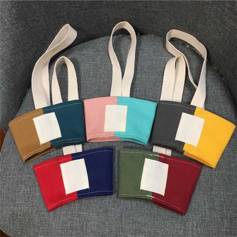 Color Contrast Patchwork Milk Tea Bag Color Matching Fashion Hand Cup Cover Milk Tea Small Belly Cover Drink Bag Coffee Cup Bag
