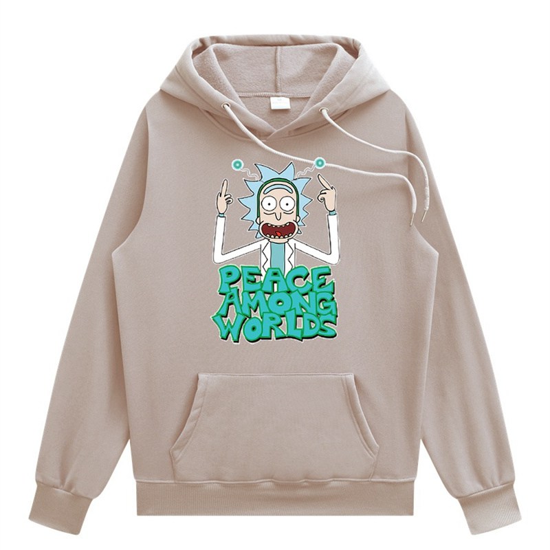 2024 Men Fashion Brands Pullover Leisure Hoodie Fleece-Lined Rick Morty Printed European and American Style Men's Clothing Sweatshirt - Image 2