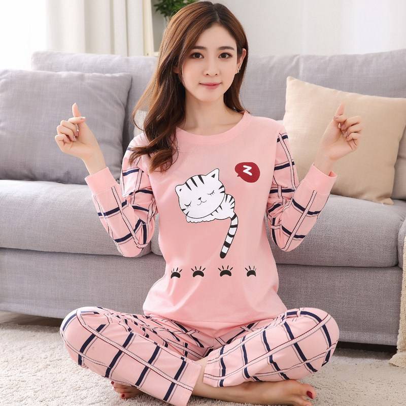 Spring and Autumn Cartoon Long Sleeve Pajamas Women's Trousers Large Size Cute Women's Winter Homewear Suit - Image 2