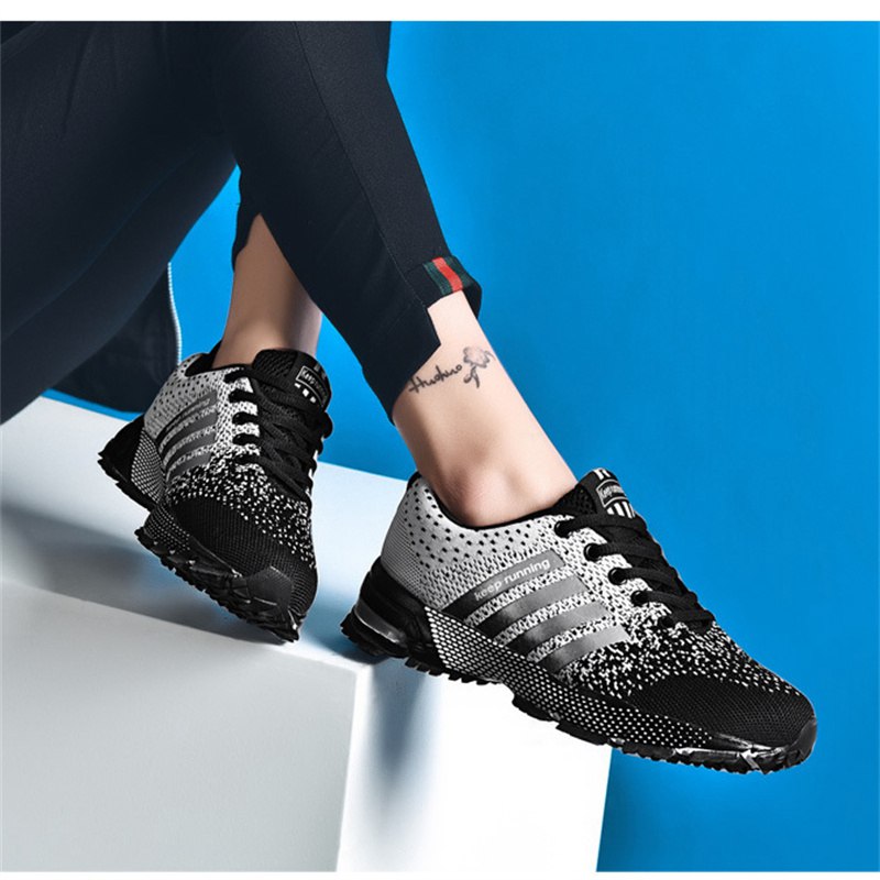 Spring and Autumn Foreign Trade New Couple Sneakers Fly-Kit Mesh Men's Running Shoes Lightweight Breathable plus Size Men's Shoes Fashion - Image 2