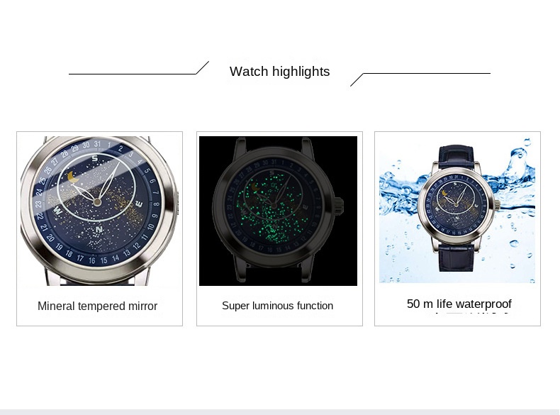 Men's Rotating Starry Sky Automatic Mechanical Watch Luminous Business Fashion - Image 2