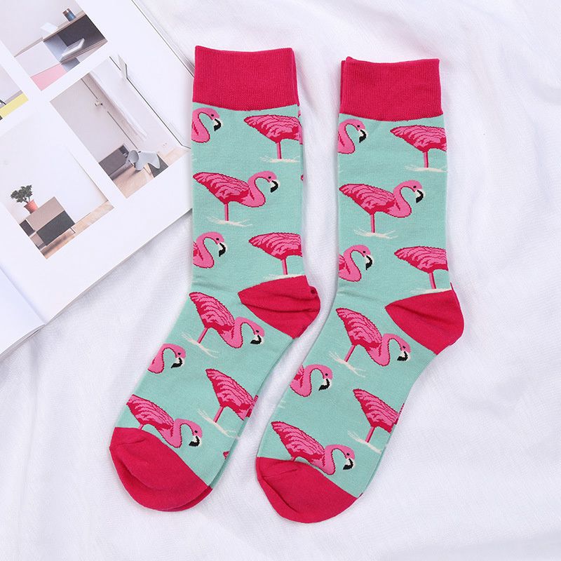 Socks Wholesale Cotton Foot Square Cotton Flamingo Men's Mid-Calf Trendy Socks Foreign Trade Happy Socks Cross-Border New Hot Sale - Image 2