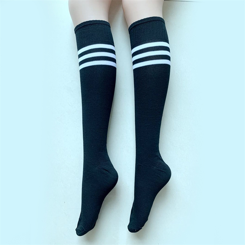 Thin Soccer Socks Adult and Children Men and Women Long Tube Athletic Socks Student Cheerleading Solid Color Striped Soccer Socks - Image 2