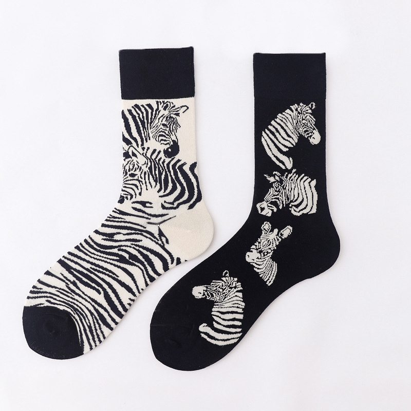 Mid-Calf AB Socks Men and Women Ins Trendy Socks Cartoon Street Cool European and American Version Cotton Socks Fashion Brand Fashionable Asymmetric Socks - Image 23