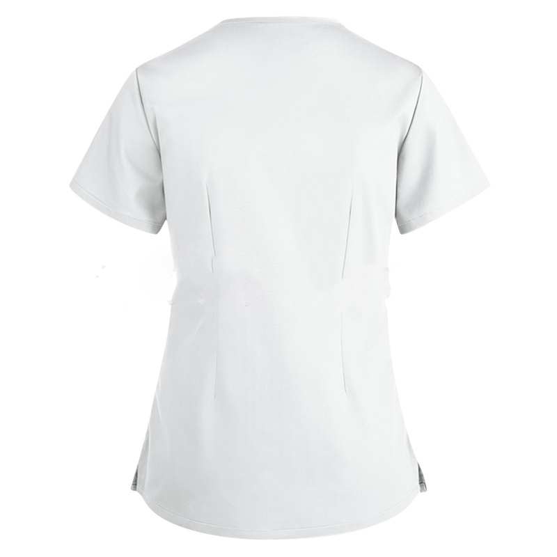 2024 European and American women's clothing Amazon V-neck solid color short sleeved nurse uniform Cross border shirt Women's nurse top - Image 9
