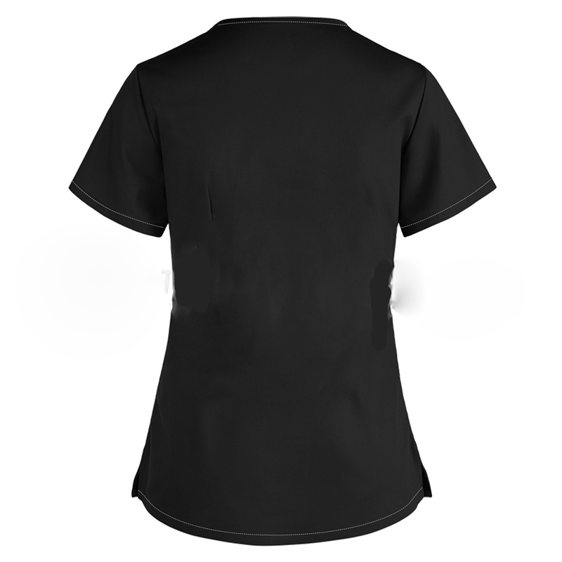 2024 European and American women's clothing Amazon V-neck solid color short sleeved nurse uniform Cross border shirt Women's nurse top - Image 11