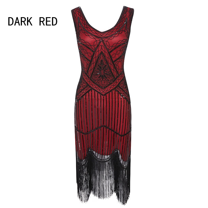 1920's Dress Great Gatsby Costume Cocktail Party Sequin Fringe Flapper - Image 7