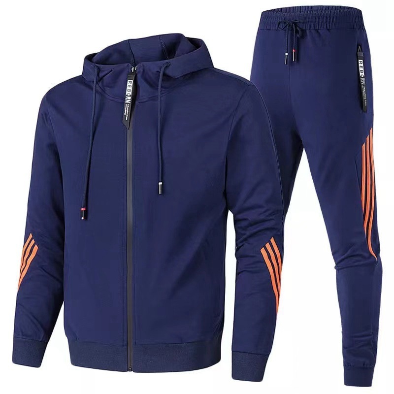 Cross-Border New Arrival European and American Men's Casual Sports Suit Fashion Zipper Jacket Men's and Women's Running Sports Suit - Image 3