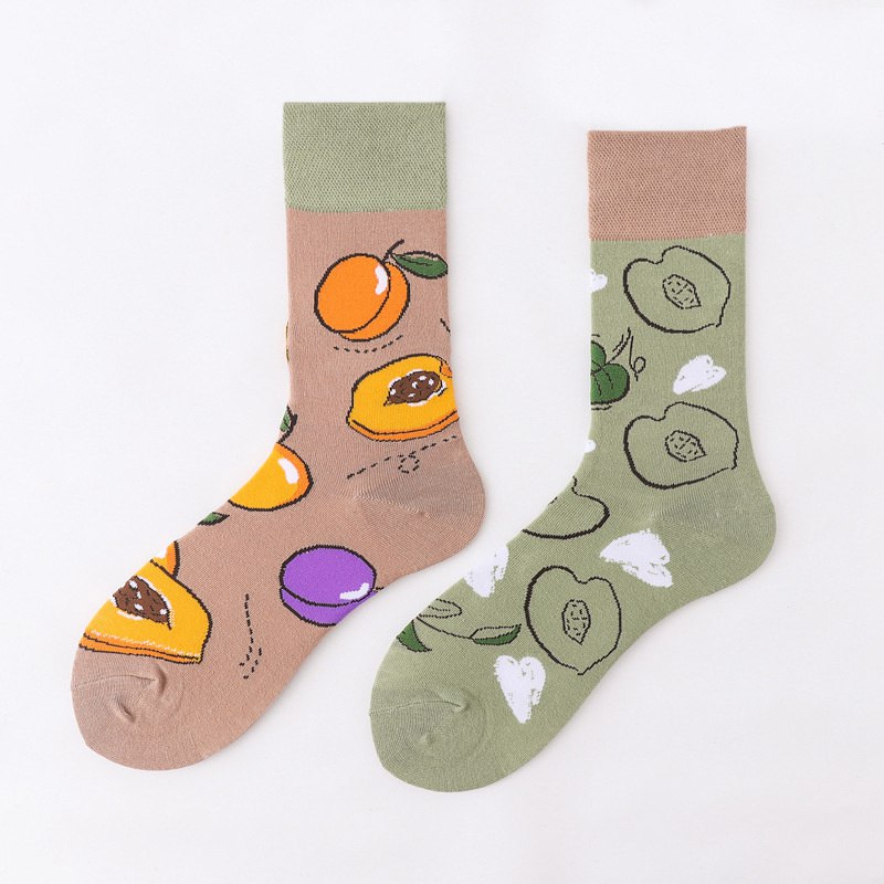 Mid-Calf AB Socks Men and Women Ins Trendy Socks Cartoon Street Cool European and American Version Cotton Socks Fashion Brand Fashionable Asymmetric Socks - Image 22