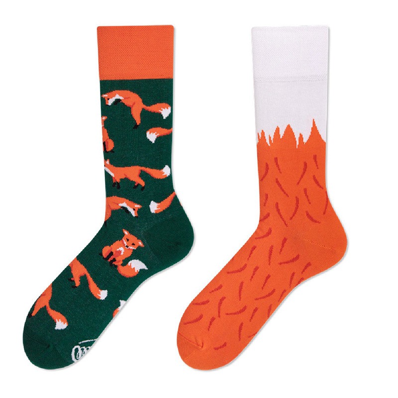 European and American Autumn and Winter New Creative Couple AB Trendy Socks Fashion Personality Trend Cartoon Jacquard Middle Tube Cotton Socks - Image 3