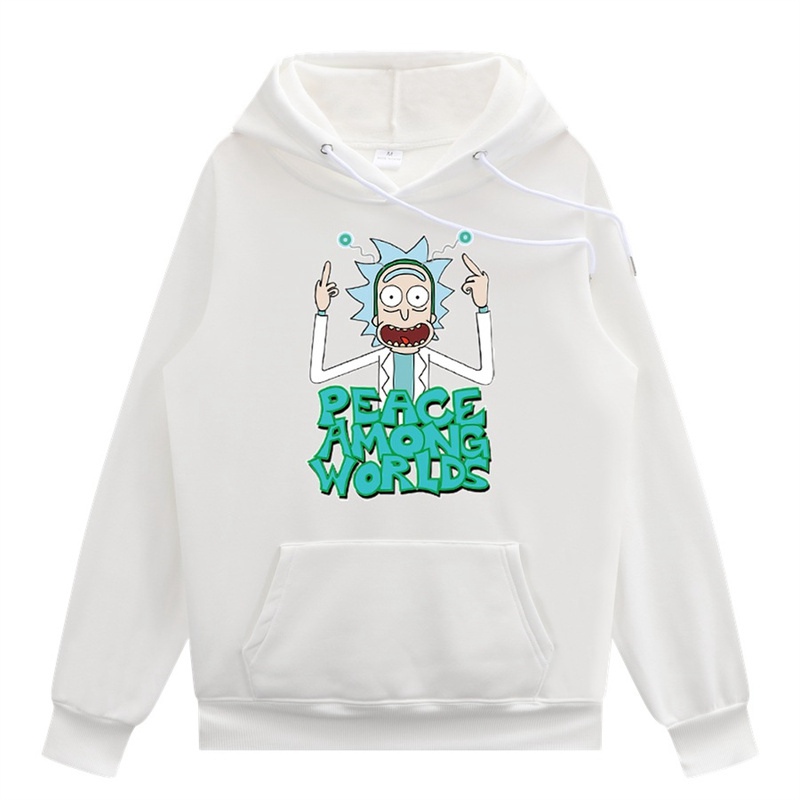 2024 Men Fashion Brands Pullover Leisure Hoodie Fleece-Lined Rick Morty Printed European and American Style Men's Clothing Sweatshirt - Image 3