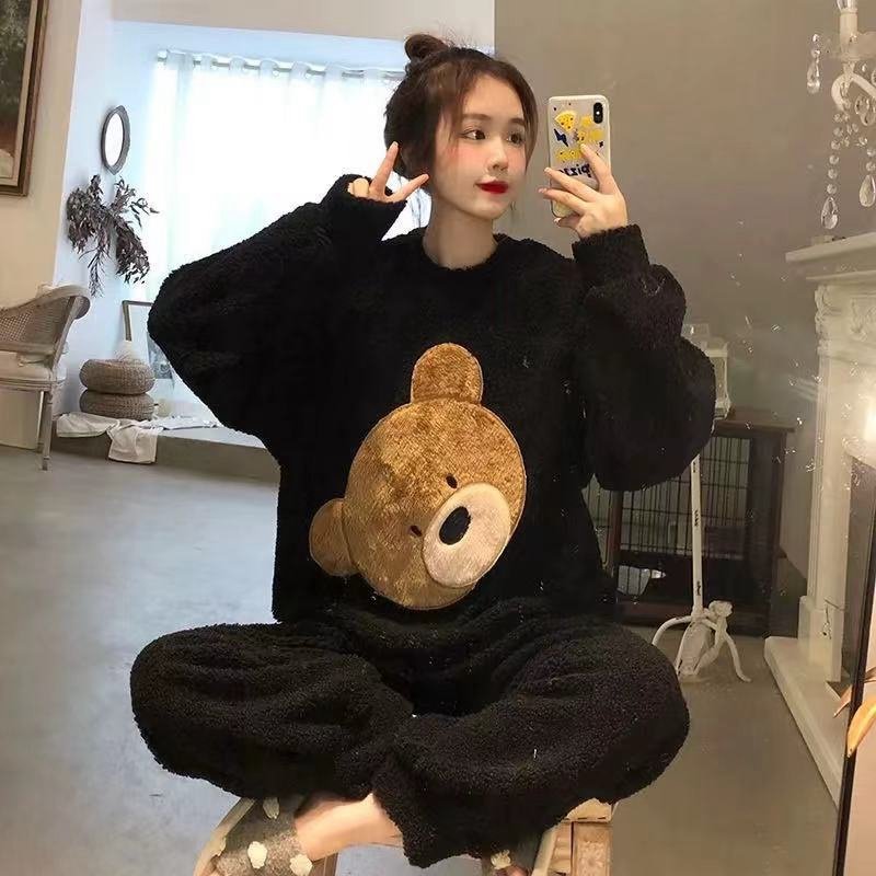 Flannel Women Pajamas Sets New 2024 Autumn Winter Warm Thick Coral Velvet Long Sleeve Cartoon Sleepwear Home Pijamas Set Girl - Image 39
