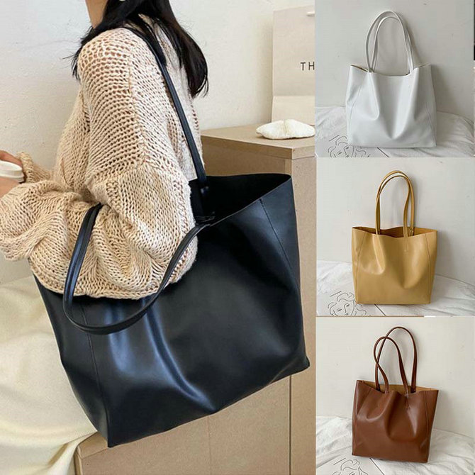 Large Women's Leather Style Tote Shoulder Bag Satchel Ladies Handbag - Image 34