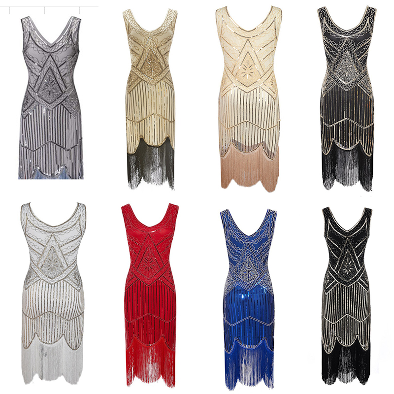 1920's Dress Great Gatsby Costume Cocktail Party Sequin Fringe Flapper - Image 22