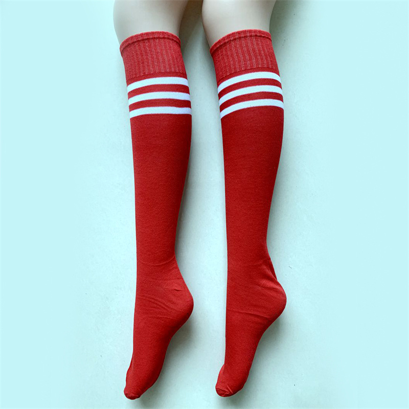 Thin Soccer Socks Adult and Children Men and Women Long Tube Athletic Socks Student Cheerleading Solid Color Striped Soccer Socks - Image 4