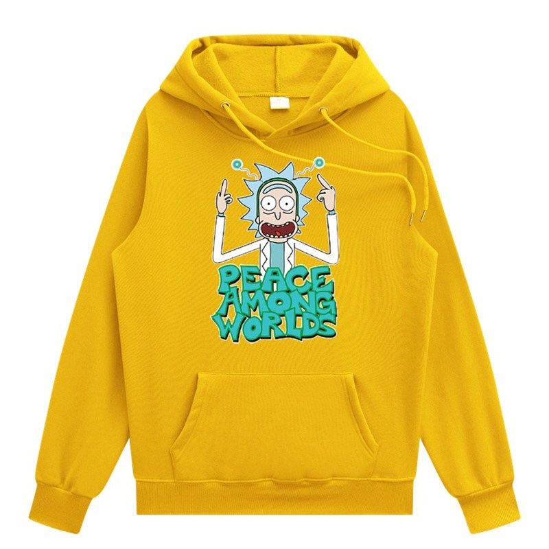 2024 Men Fashion Brands Pullover Leisure Hoodie Fleece-Lined Rick Morty Printed European and American Style Men's Clothing Sweatshirt - Image 4