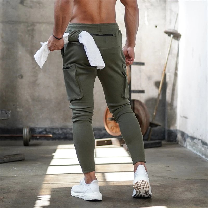 Fashion Stitching Men Pants Fitness Casual Elastic Pants men Bodybuilding Clothing Casual Navy Military Sweatpants Joggers Pants - Image 4