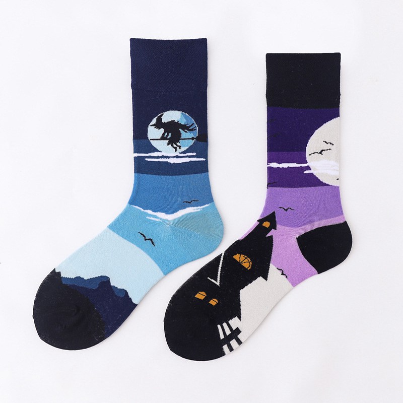 Mid-Calf AB Socks Men and Women Ins Trendy Socks Cartoon Street Cool European and American Version Cotton Socks Fashion Brand Fashionable Asymmetric Socks - Image 21