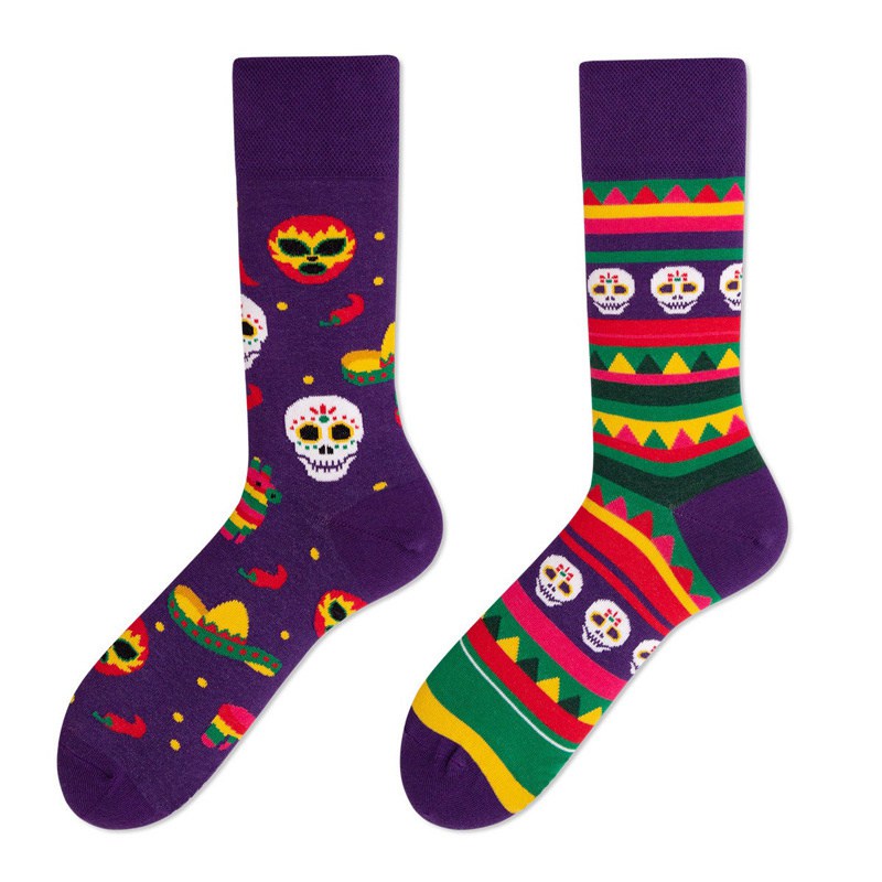 European and American Autumn and Winter New Creative Couple AB Trendy Socks Fashion Personality Trend Cartoon Jacquard Middle Tube Cotton Socks - Image 4