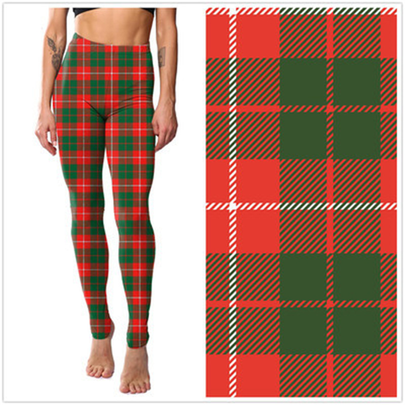 Amazon New European and American Striped Plaid Printed Yoga Pants Women's High Waist Slimming Leggings Yiwu Stall Wholesale - Image 4