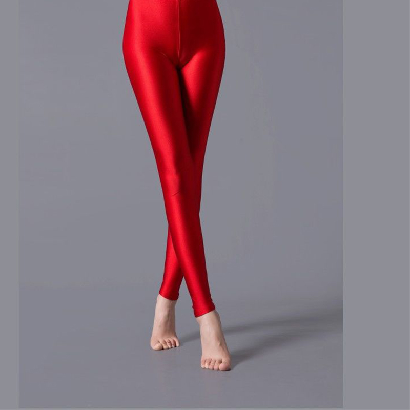 Long-Term Spot Spring and Autumn High Elastic Candy Color Fluorescent Pants Rainbow Color Shiny Pants Women's Slimming Cropped Leggings Thin - Image 12