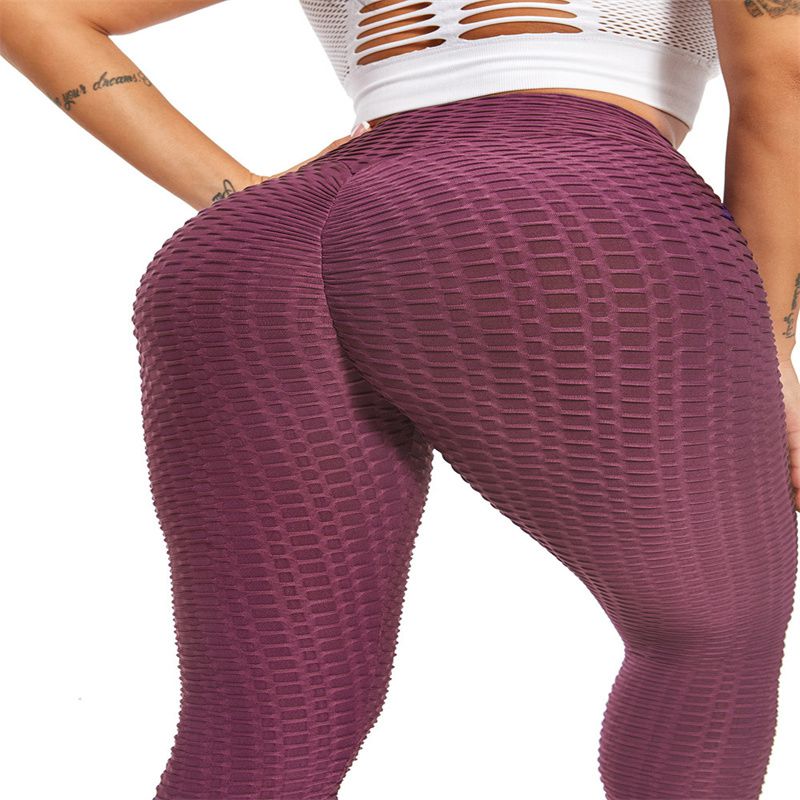 Europe and America Cross Border Popular Hip Jacquard Yoga Pants Bubble Pants Thin Exercise Tight Leggings - Image 6