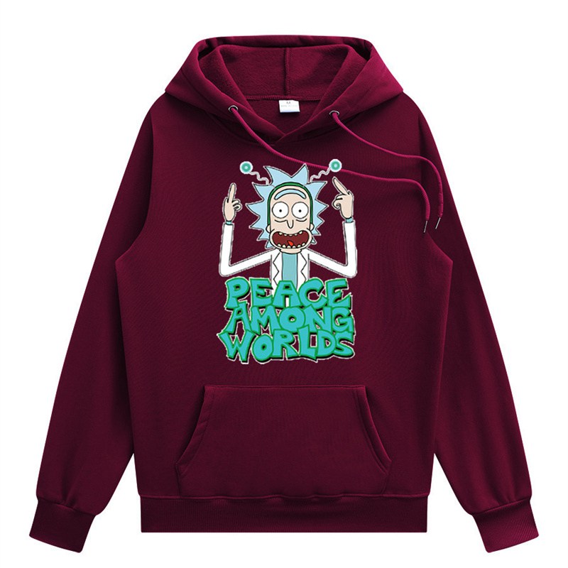 2024 Men Fashion Brands Pullover Leisure Hoodie Fleece-Lined Rick Morty Printed European and American Style Men's Clothing Sweatshirt - Image 5