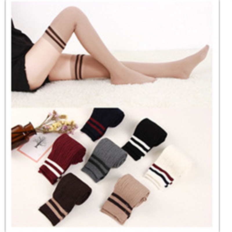 Factory Direct Sales Harajuku Three Bars Striped Knee High over-the-Knee Socks Preppy Style Perform Dance Women's Cotton Socks Socks - Image 5
