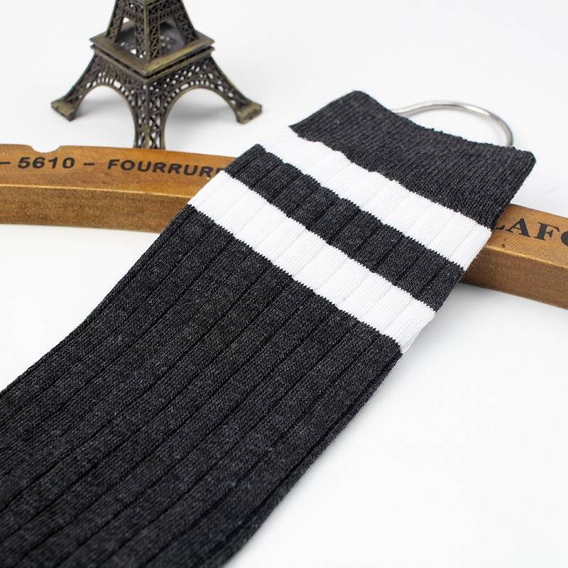 Student Spring and Autumn Knee Socks Stockings Twist Knitted Two-Bar Vertical Stripes Pile Style Japanese Thigh Stocking Female Korean Fashion - Image 5
